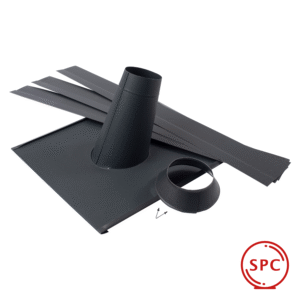 Oplechovanie kruhového prestupu s manžetou pre strešný panel