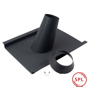 Oplechovanie kruhového prestupu s manžetou pre strešnú šablónu