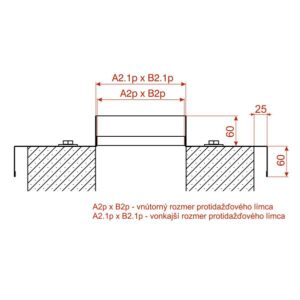 Komínová krycia doska s hranatým prieduchom -rozmery
