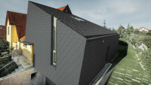 Fasádny šindeľ PREFA tmavošedá